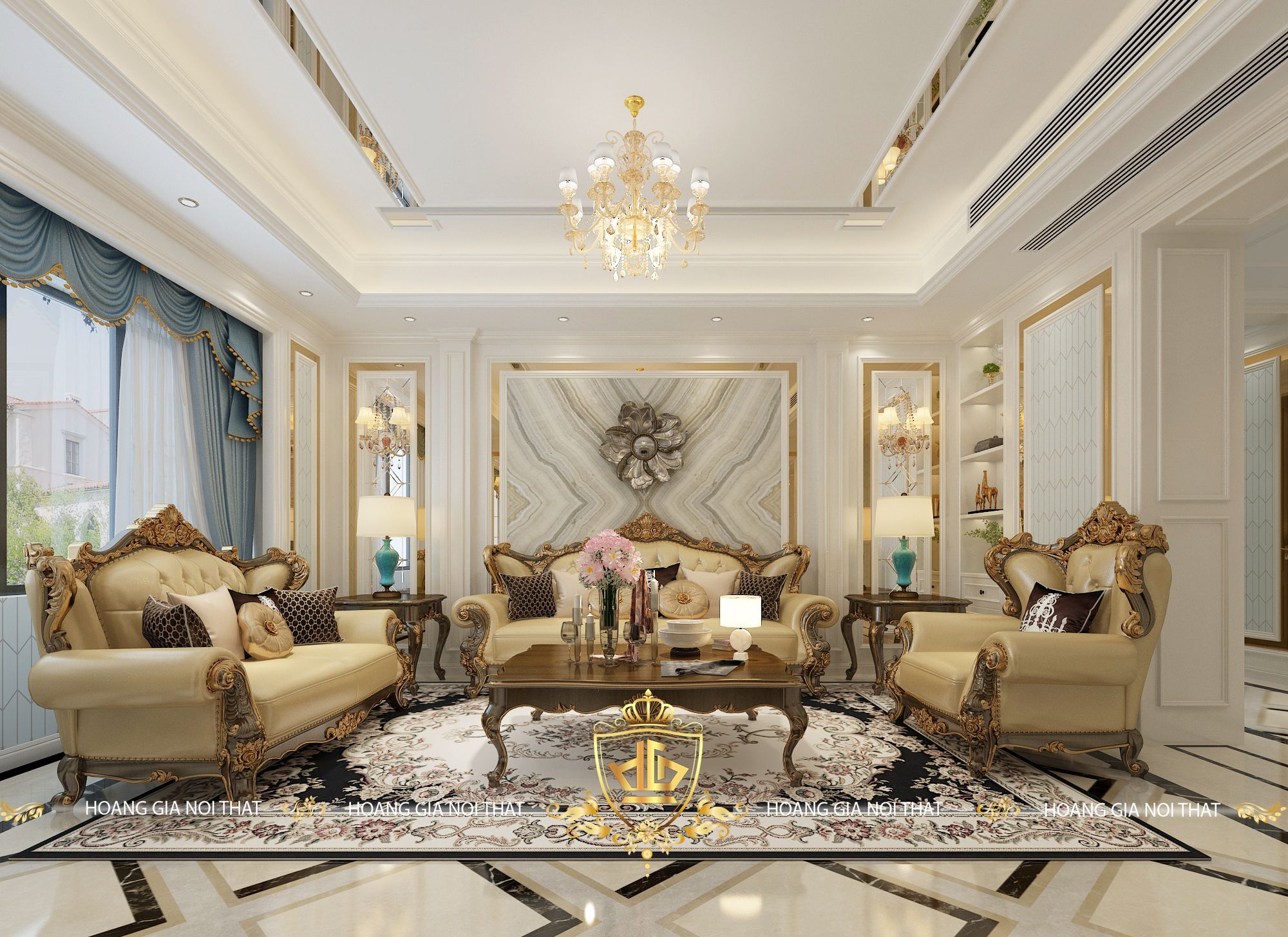 nội thất tân cổ điển gỗ óc chó