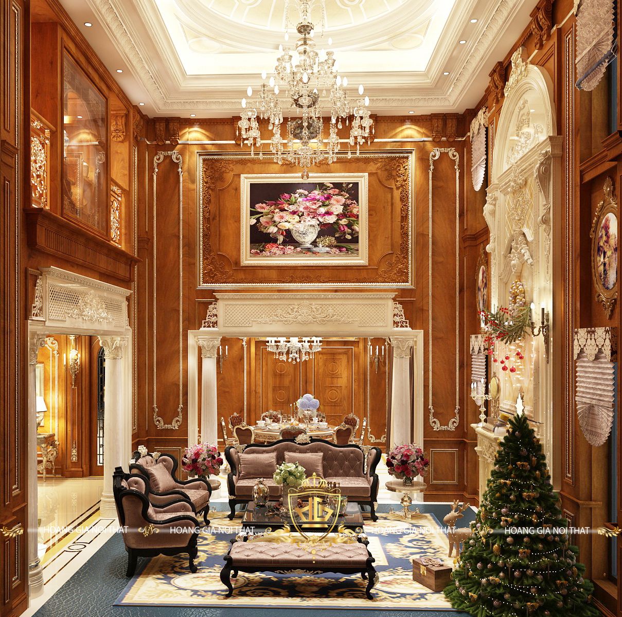 Nội thất tân cổ điển gỗ óc chó