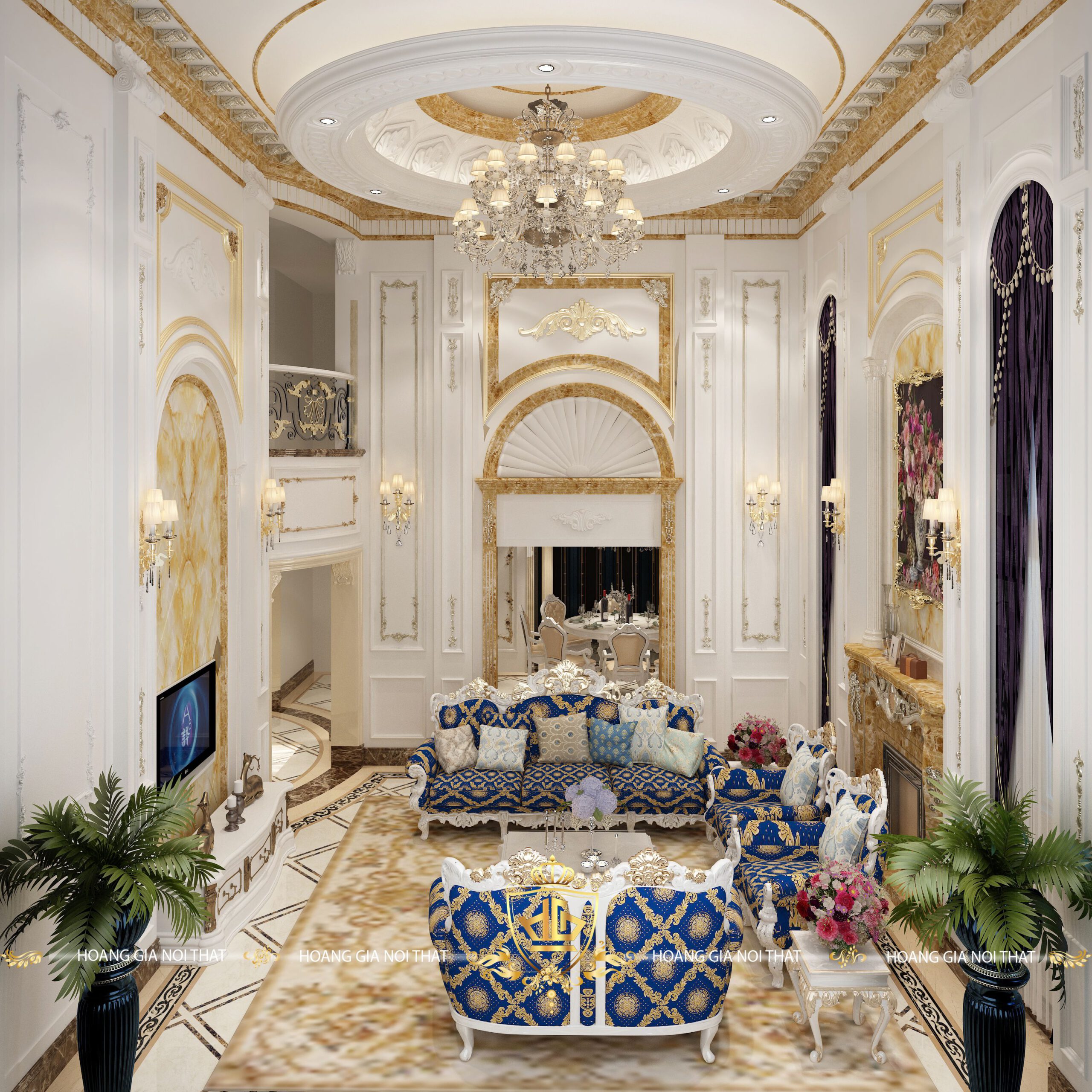 Nội thất tân cổ điển gỗ óc chó