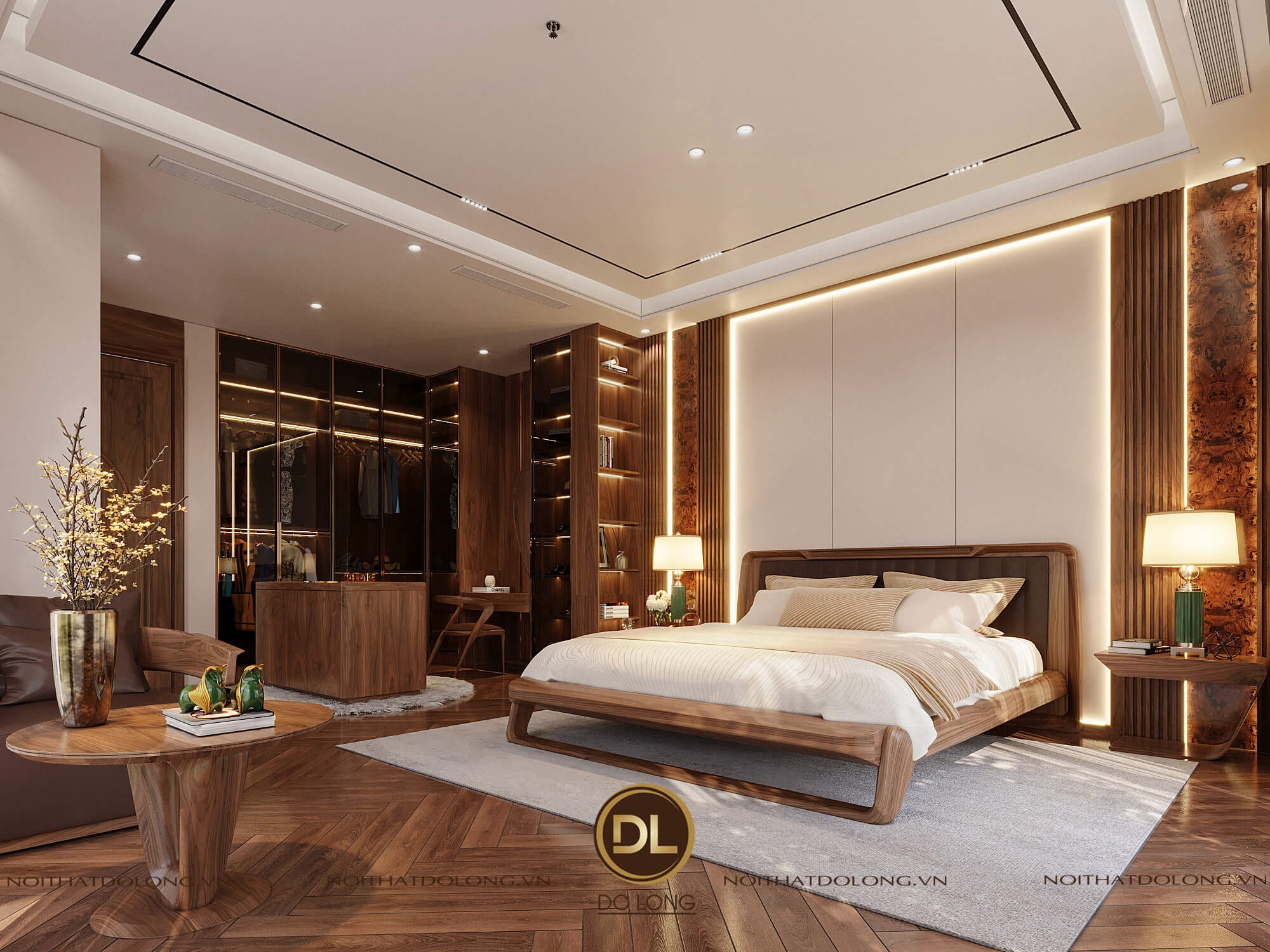 nội thất phòng ngủ gỗ óc chó